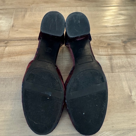 Libby Edelman Heels Women’s 8 Jessica Burgundy Floral Buckle Ankle - Picture 6 of 7